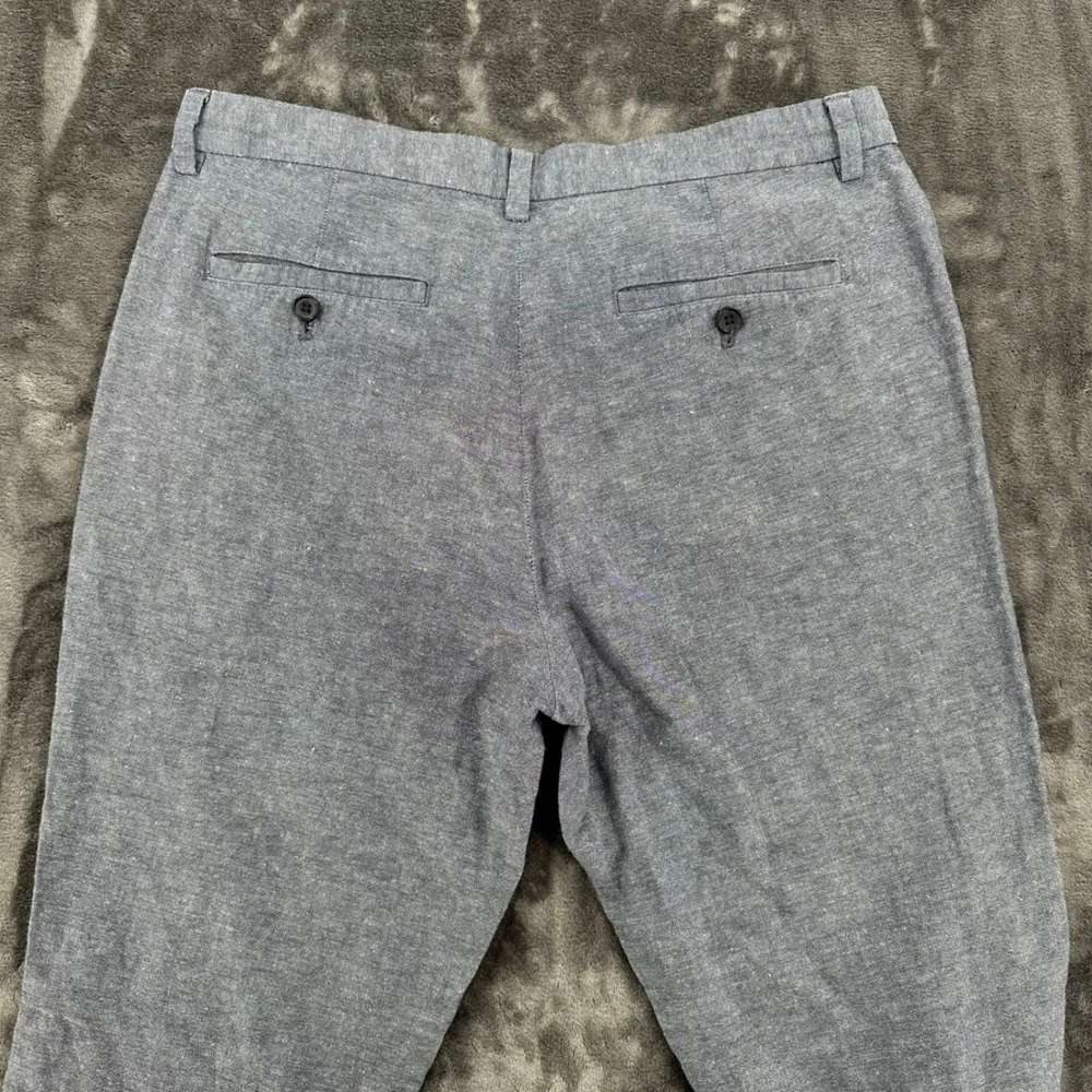 Banana Republic Aiden Chino Mens 34x30 Blue LINEN Cotton Blend Slim Fit Pants